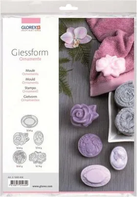 Produktbild von Gießform für 5 verschiedene Ornamente aus Kunststoff, Motivgröße 6-9 cm