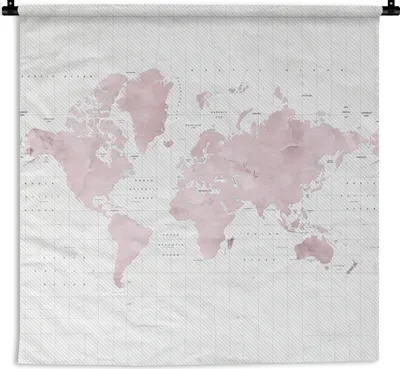 Produktbild von MuchoWow® Wandteppich Wandbehang Weltkarte - Rosa - Marmor 150x150 cm Tapisserie Dekoration Wandtuch - Wohnaccessoires - Modernes