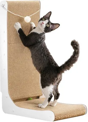 Produktbild von Kattekrabplank 68 cm L-vormig, bal, duurzaam kattenspeelgoed, verticale krabplank, bescherming meubels en banken