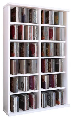 Immagine prodotto di Scaffale per CD in legno | Scaffale CD con spazio per 300 CD o 130 DVD o 72-Video | Dimensioni: H. 92 x W. 60 x D. 18 cm. | Elegante scaffale DVD | Scaffale blu ray | Scaffale CD - Ronul