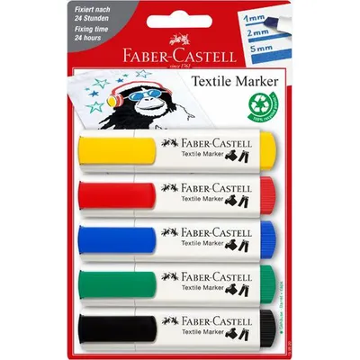 Obrázek produktu pro Faber Castell fixy na textil pastelky na textil 5 kusů v základních barvách