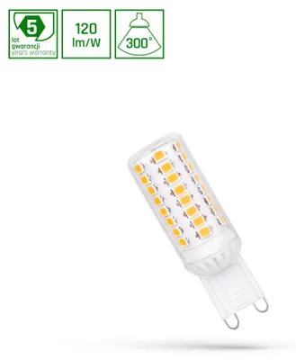 Zdjęcie produktu dla Żarówka Spectrum LED z trzonkiem 4,5W = 50W G9 przezroczysta 510lm ciepła biel 3000K 300°