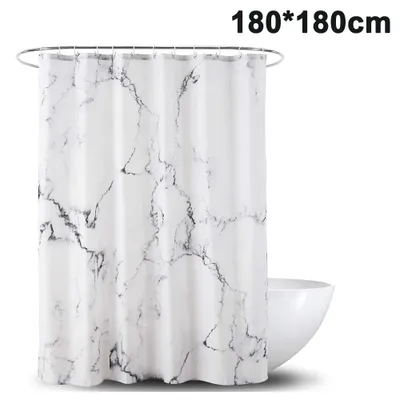 Produktbild von Duschvorhang aus Stoff | Wasserdichter Duschvorhang mit verstärktem Saum | waschbarer Textil Duschvorhang in der Größe 180 cm x 180 cm | Polyester Marmor