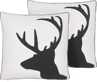 Produktbild von BELIANI Dekokissen 2er Set Weiß / Schwarz 45 x 45 cm Tiermotiv Elegante Optik Wohnzimmer Salon Schlafzimmer Modern