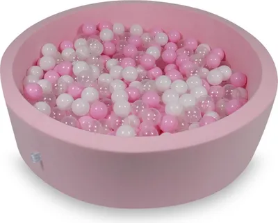 Immagine prodotto di Piscina asciutta 110x30cm rosa cipria con 400 palline: rosa chiaro, bianco, trasparente, rosa cipria