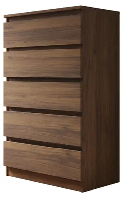 Produktbild von MIRJAN24 Kommode Malwa M5, Stilvoll Sideboard mit 5 Schubladen, Schlafzimmer Highboard, Modern Kollektion (Nuss Warmia), KI-generiertes Bild