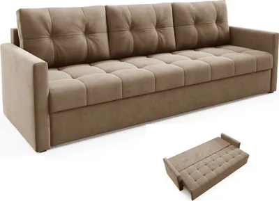 Obrázok produktu pre BETTSO Elegantná pohovka OLIVIA 230 cm s funkciou spania prešívaná svetlohnedá + bonell