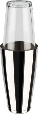 Produktbild von APS 93140 Boston Shaker, Ø 9 cm, Höhe 30 cm, Edelstahlbecher 700 ml, Glas 400 ml