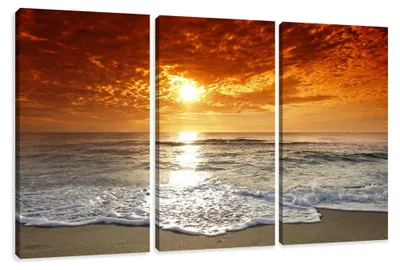 Obrázok produktu pre Obraz na plátne Západ slnka pri mori 3-dielny 160x90 cm