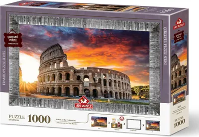 Zdjęcie produktu dla ART PUZZLE Puzzle z ramką i klejem 3w1 Zachód słońca nad Koloseum 1000 elementów