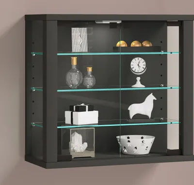 Produktbild von VitrosaS Vitrinenschrank wandhängend 2 Glastüren anthrazit.