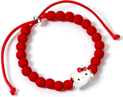 Obrázok produktu pre Náramok Hello Kitty červené korálky s príveskom Hello Kitty 21 cm