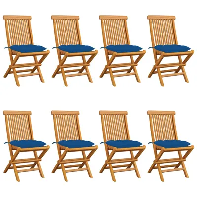 Produktbild von VidaXL 3072942, Terrasse, Gepolsterter Sitz, Teak, Blau, Polyester, 470 mm