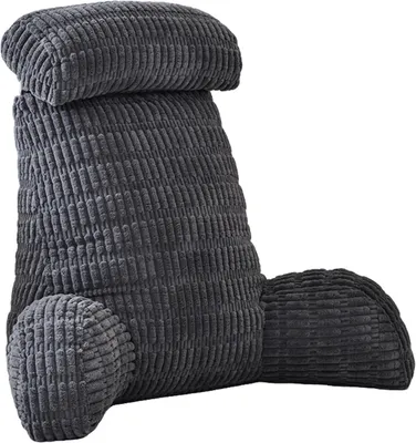 Produktbild von Lesekissen 80 x 40 x 55 cm, dunkelgrau, mit abnehmbarer Kopfstütze und Armlehnen, für Bett