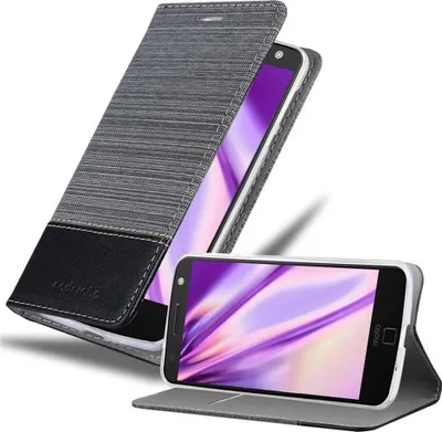 Produktbild von Cadorabo Hülle für Motorola MOTO Z Schutzhülle in Grau Handy Hülle Etui Book Case Cover
