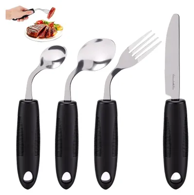 Produktbild von 4-teiliges Besteckset für Parkinson mit 45° Winkel und ergonomischen Griffen
