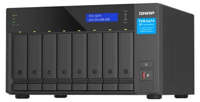 Produktbild von QNAP TVS-H874 - NAS-Server - 8 Schächte - SATA 6Gb/s - RAID RAID 0, 1, 5, 6, 10, 50, JBOD, 60, RAID TP, TM - RAM 32 GB - 2.5 Gigabit Ethernet - iSCSI Support