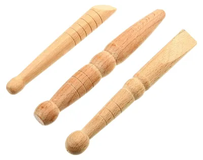 Produktbild von 3er Set Fascia Guasha Triggerpunkt-Massagestab aus Holz