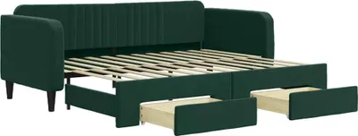 Obrázok produktu pre vidaXL Rozkladacia posteľ so zásuvkami Tmavo zelená 90x200 cm Velvet
