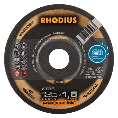 Produktbild von Rhodius XT38 210748 Cutting disc (straight) 125 mm 10 pc(s) Stainless steel, Steel