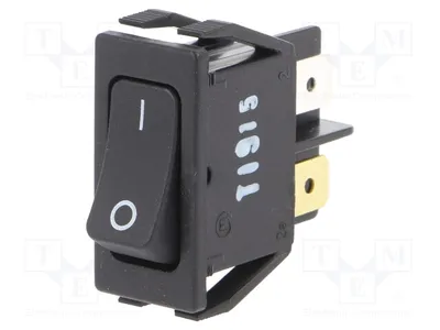 Image de 1 x interrupteur noir, position 2, IP40, OFF-ON, 16A/250VAC, référence manquante 01552.3112-00, type bascule