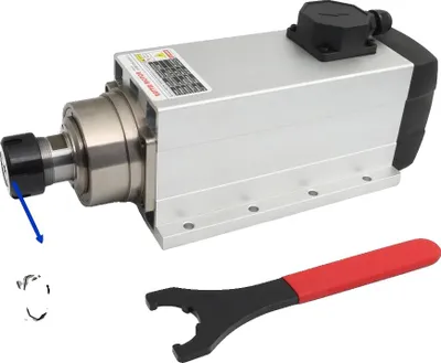 Produktbild von Luftgekühlte Spindel, 6 kW Leistung, 380 VAC Spannung, 12,6 A Strom, 10-18000 U/min Geschwindigkeit, 4 Keramikkugellager