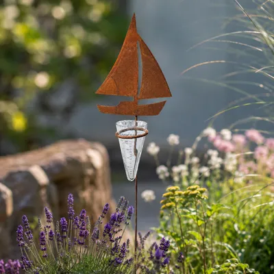 Produktbild von Edelrost Segelboot Regenmesser Gartenstecker maritime Gartendeko Rostdeko