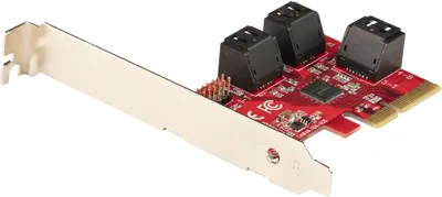 Image de StarTech.com Carte PCI Express SATA 6 ports - Carte Contrôleur PCIe SATA - 6Gbps - ASM1166 Non-Raid - Convertisseur PCI Express 3.0 vers SATA - Connecteurs SATA Empilés - Carte d'Extension SATA