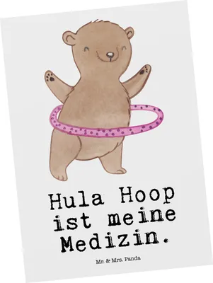 Produktbild von Mr. & Mrs. Panda Postkarte Bär Hula Hoop - Weiß - Geschenk, Training, Ansichtskarten, Fitness, Postkarten, Grußkarte, bildkarte, Sport, Ansichtskarte