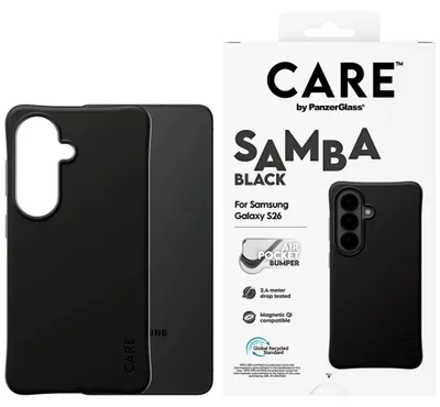 Zdjęcie produktu dla PanzerGlass CARE™ by ® Samba Case Black w. Qi Samsung Galaxy S26, Pokrowiec, Samsung, Samsung - Galaxy S26, Czarny