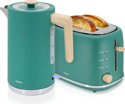 Produktbild von Briebe SKT1167GRE Nordic Set Toaster 2 Scheiben Breite Schlitze + Wasserkocher 1,7L Elektrischer Grün