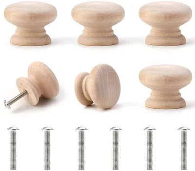 Produktbild von Hausbeschriftungssätze - Holzknopfset - 35 mm - 6-teilig - mit Schrauben