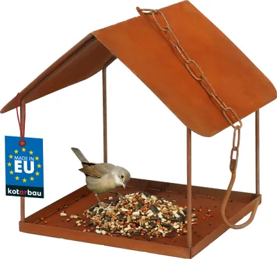 Produktbild von KOTARBAU® Vogelhaus aus Metall 18x18x20,5 cm Vogelfutterhaus zum Aufhängen mit Kette & Haken Gartendeko für draußen Wetterfestes Vogelhäuschen