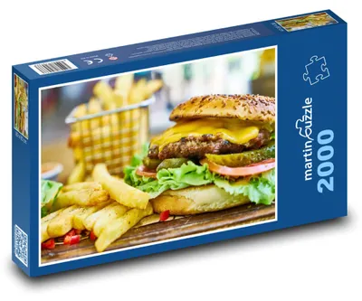 Obrázok produktu pre Puzzle 2000 Burger s hranolkami a syrom - martinpuzzle