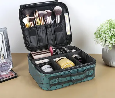 Produktbild von Kulturbeutel, mit Fächern, Kosmetiktasche, Make-up-Tasche, Kosmetiktasche, Kulturbeutel, Schminktasche, Reisetasche, für Damen & Herren