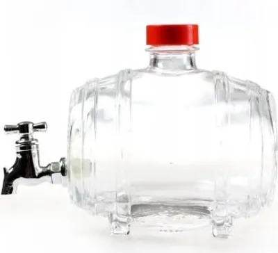 Produktbild von Transparente Karaffe aus Glas mit Zapfhahn, 0,5 L Fassungsvermögen, Höhe 12 cm