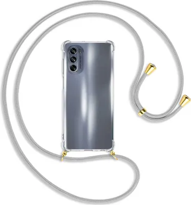 Produktbild von Handykette Backcover-Schutzhülle mit Band (Metall goldfarben) für Motorola Moto G62 5G (6.5'') - silbergrau