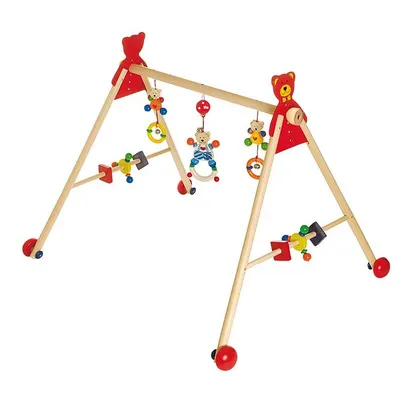 Produktbild von Heimess 739474 Baby-Fit, Greif-, Spieltrainer und Lauflernhilfe Herzbär, rot/natur (1 Stück)