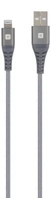 Image de Câble Skross, USB-A - Lightning, tresse métallique, 1,20 m, gris