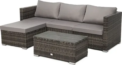 Produktbild von SVITA QUEENS Polyrattan Lounge Eck-Sofa Gartenmöbel Set Braun