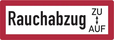 Produktbild von Dreifke® Aufkleber Feuerwehrschild, Rauchabzug ZU/AUF - DIN 4066 | 210x74 mm,...
