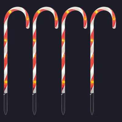 Produktbild von 4er Set LED-Gartenleuchtstäbe Zuckerstange IP44