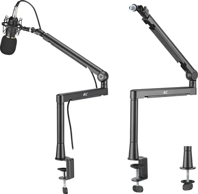 Produktbild von NanoRS RS471 Professioneller Mikrofonständer mit integriertem Kabelmanagement Einstellbarer Mikrofonarm 3/8"- 5/8" Mikrofonschwenkarm Tischbefestiung max. 2kg