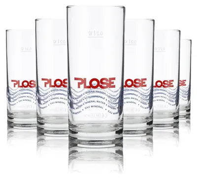 Produktbild von 6x Plose Glas 0,2l Mineralwasser Stange Tumbler Becher Gläser Set Sprudel