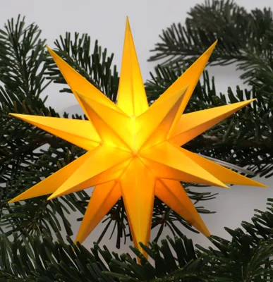 Produktbild von LED Ministern Baltasar für Innen, Außen - Gelb / Komplettset mit Batteriebox 3xAA, 4,5 V, Kunststoff, 18*18*18 cm, Weihnachtsstern, Adventsstern