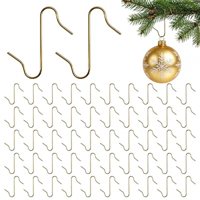 50 goldene S-Haken für Weihnachtsbaum, Metall, 33 mm