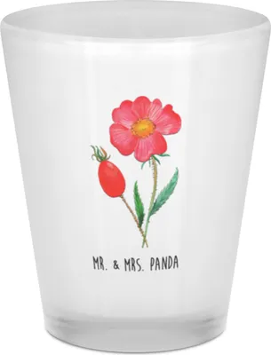Produktbild von Mr. & Mrs. Panda Schnapsglas Blume Hagebutte - Transparent - Geschenk, Garten, Schnapserl, Stamperl, Schlechte Gedanken, Shot Glas, Pinnchen, Lebensfreude, Shotglas