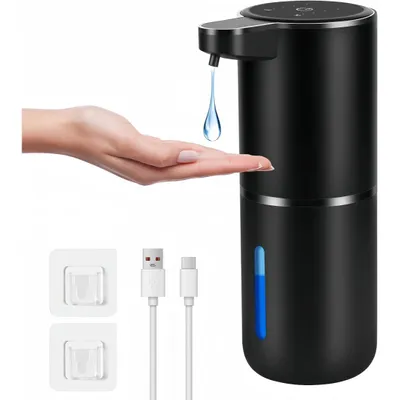 Produktbild von Automatischer Sensor-Seifenspender – 4‑stufig einstellbar & Batterieanzeige, 380 ml, USB‑C, Wandmontage ohne Bohren, IPX5 – für Bad, Küche & Gewerbe