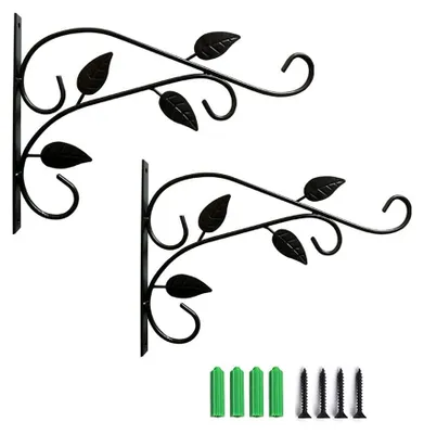 2er-Set Wandhaken für Pflanzen, schwarz, 30 x 20 cm, Eisen