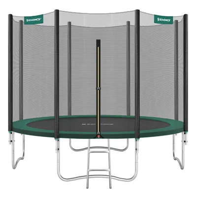 Produktbild von SONGMICS Trampolin Ø 305cm Gartentrampolin mit Sicherheitsnetz, Leiter, Sicherheitsabdeckung, bis zu 150 kg belastbar, Trampolin Outdoor, Garten, 10GN